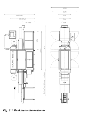 SEALPAC Packing Machine 800+ TVG 01 1120 01 2004r 12 dimensions