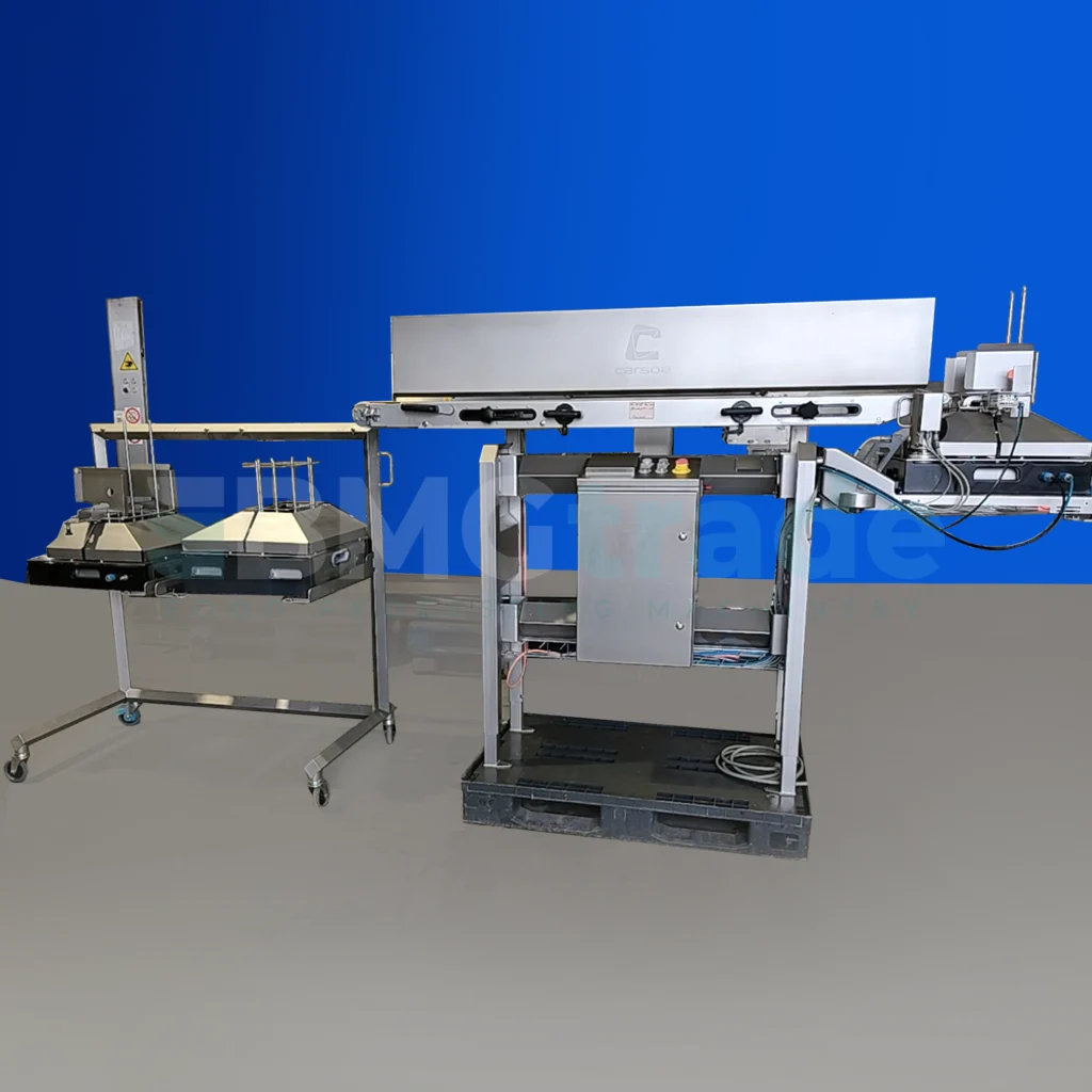 Automatic Tray Dispensing Line CLEANLINE BUFFER 2000 + ANYTRAY CL FLATSKIN DENESTER